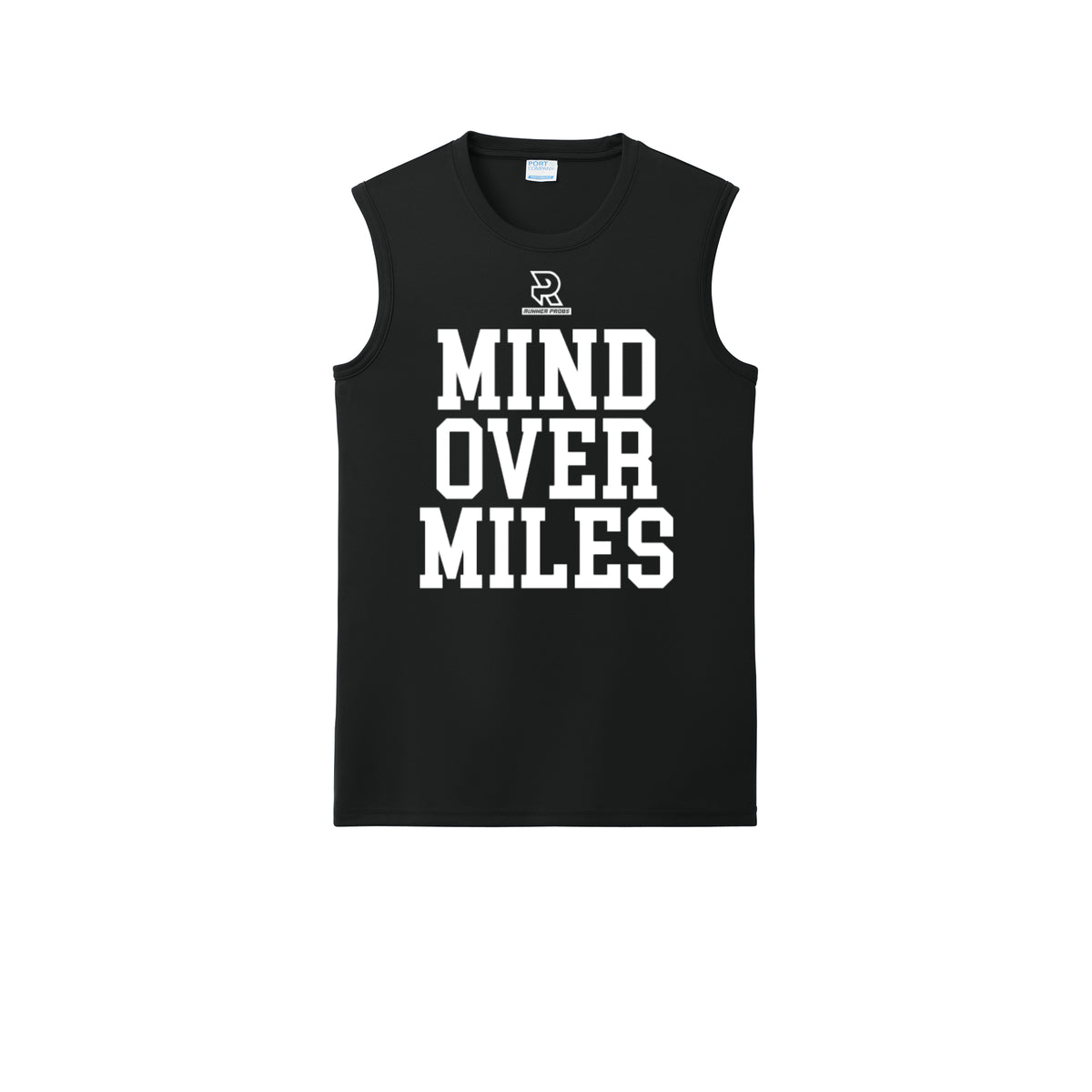 MIND OVER MILES (White) - Sleeveless Performance Tee