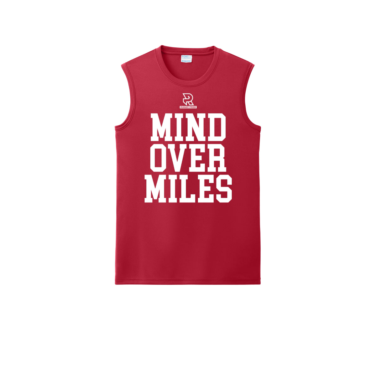 MIND OVER MILES (White) - Sleeveless Performance Tee