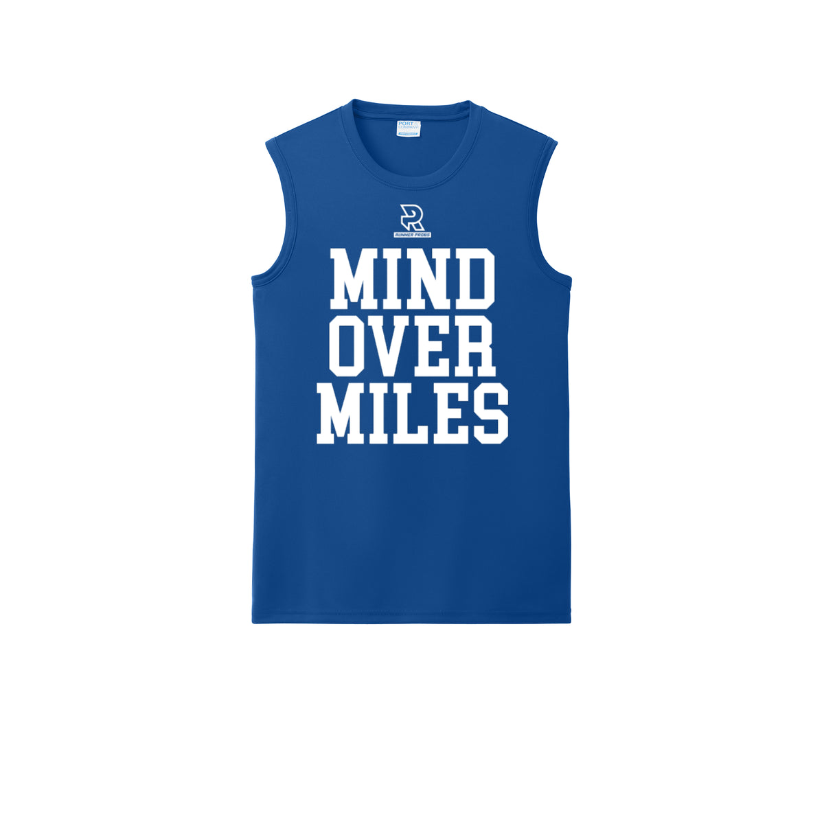 MIND OVER MILES (White) - Sleeveless Performance Tee