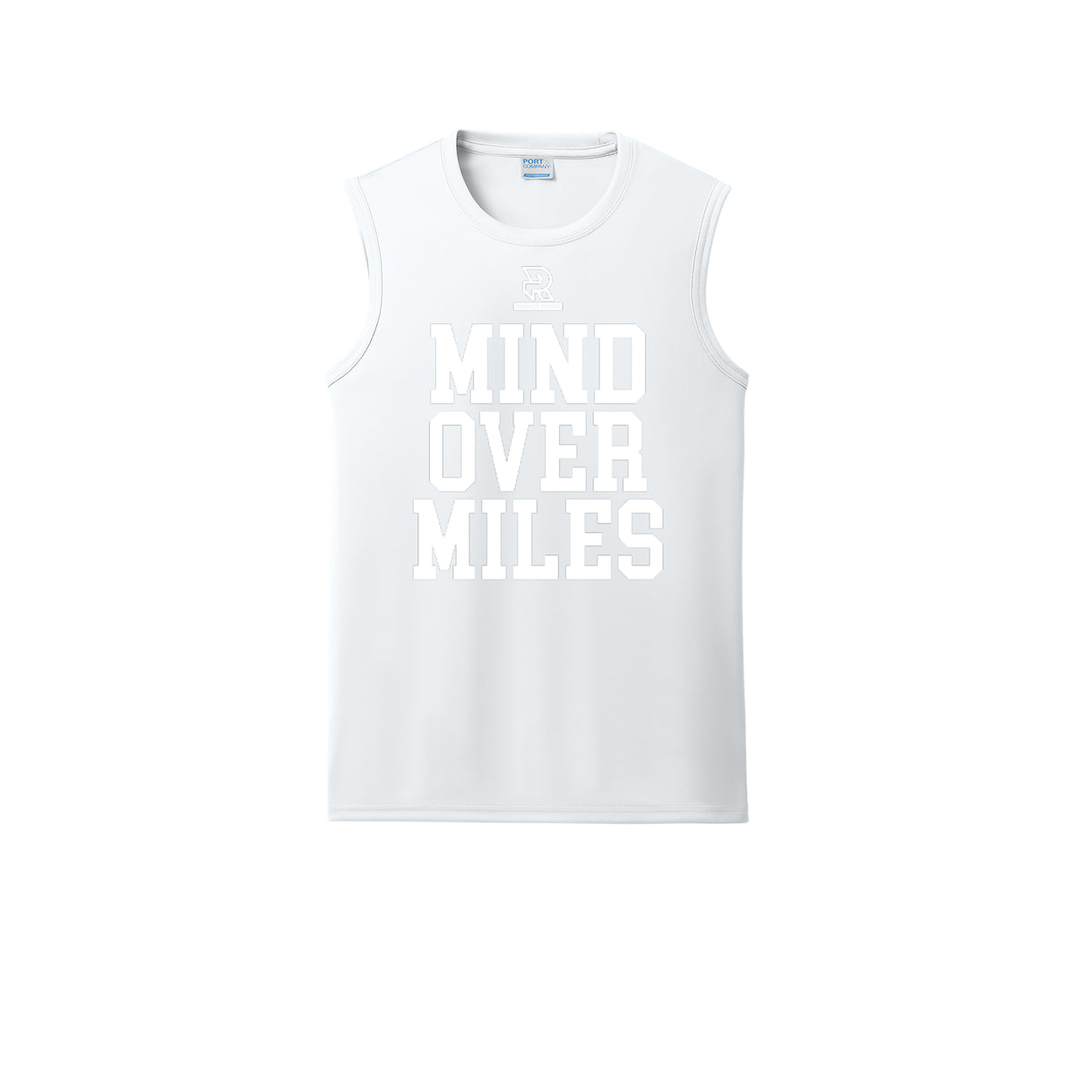 MIND OVER MILES (White) - Sleeveless Performance Tee