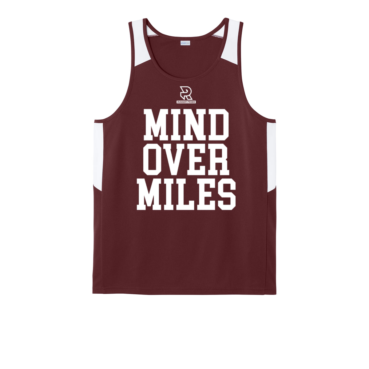 MIND OVER MILES (White) - Mens Club Track Tank