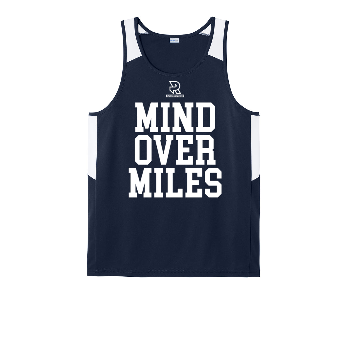 MIND OVER MILES (White) - Mens Club Track Tank
