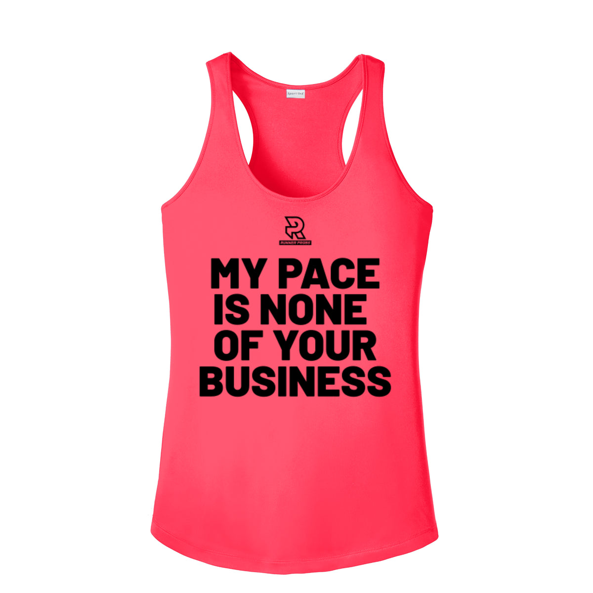 MY PACE IS NONE OF YOUR BUSINESS (Black) - Womens Competitor Racerback Tank