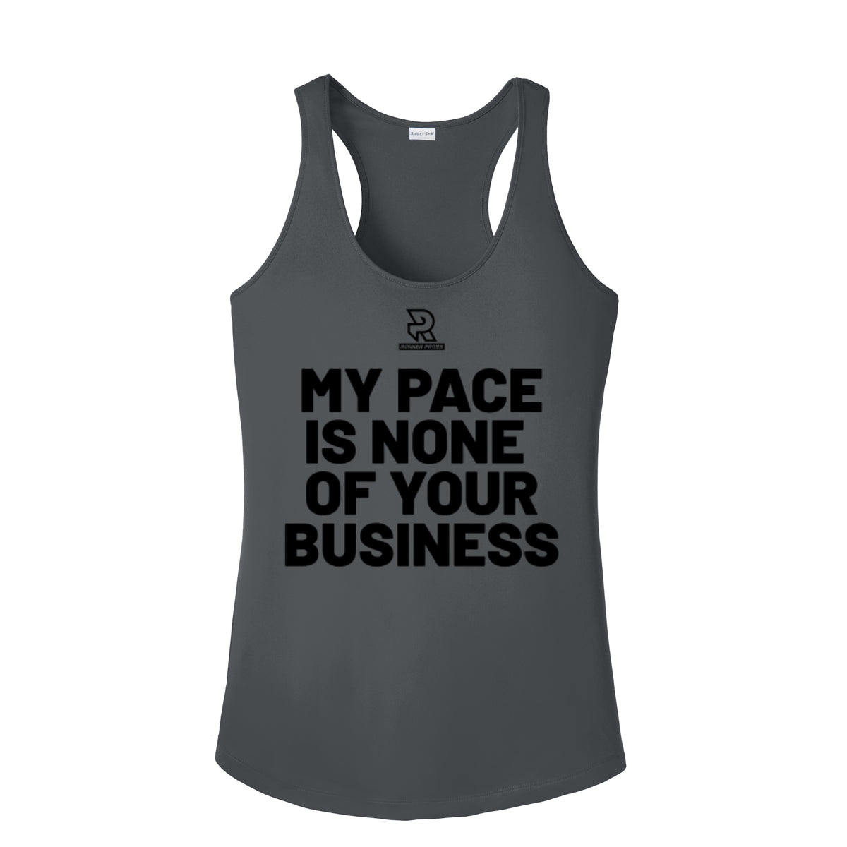 MY PACE IS NONE OF YOUR BUSINESS (Black) - Womens Competitor Racerback Tank