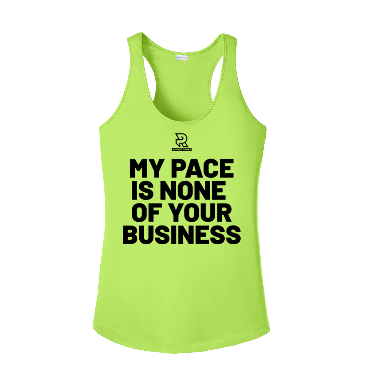 MY PACE IS NONE OF YOUR BUSINESS (Black) - Womens Competitor Racerback Tank