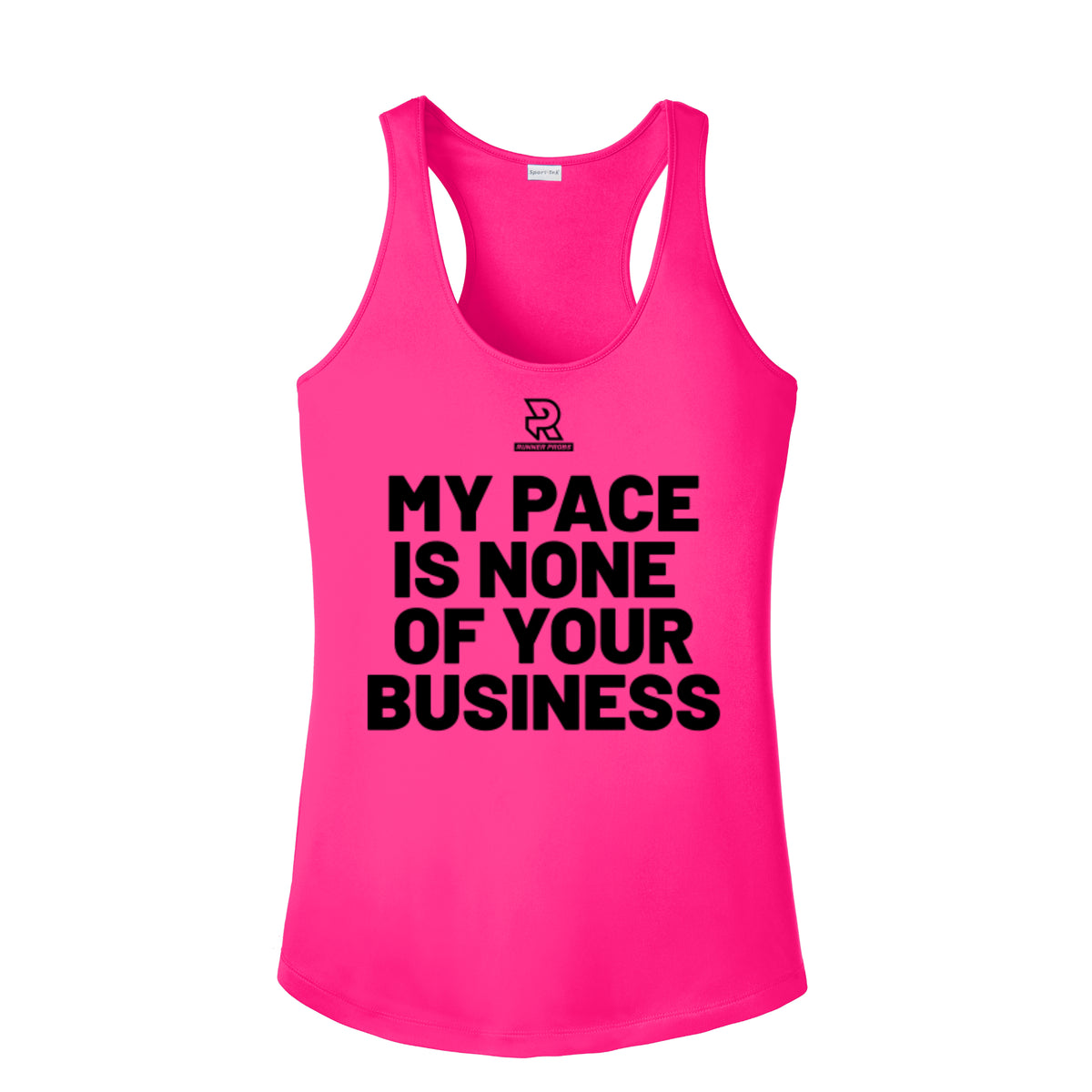 MY PACE IS NONE OF YOUR BUSINESS (Black) - Womens Competitor Racerback Tank