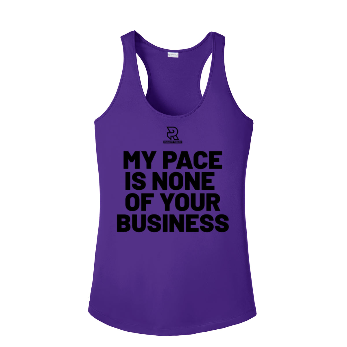 MY PACE IS NONE OF YOUR BUSINESS (Black) - Womens Competitor Racerback Tank
