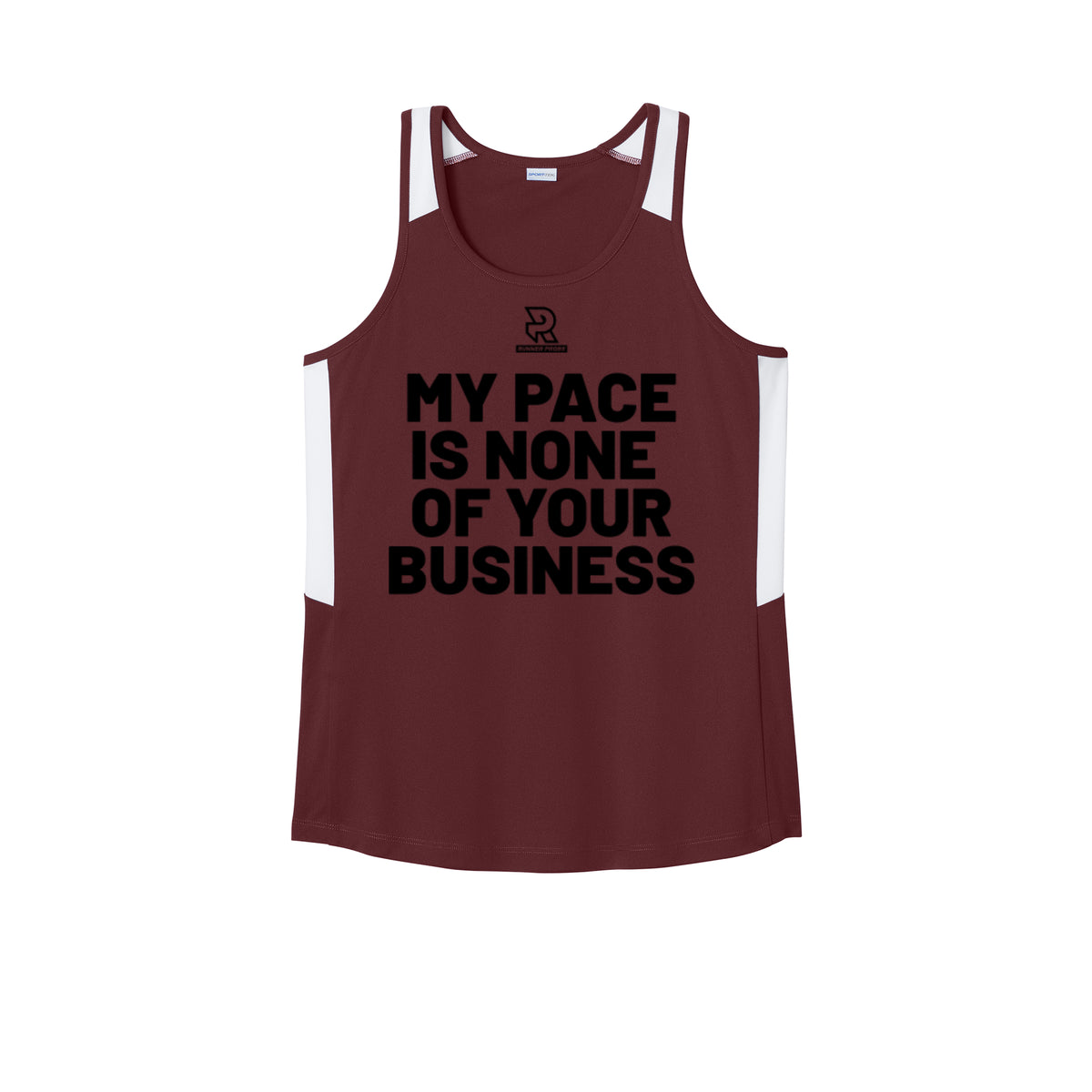 MY PACE IS NONE OF YOUR BUSINESS (Black) - Womens Club Track Tank