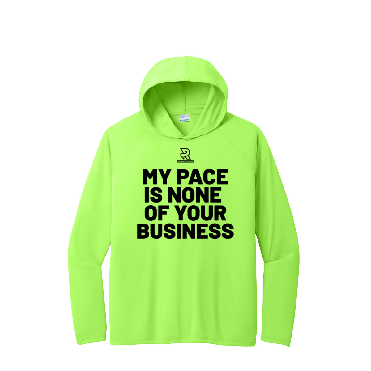 MY PACE IS NONE OF YOUR BUSINESS (Black) - Long Sleeve Hooded Performance Tee