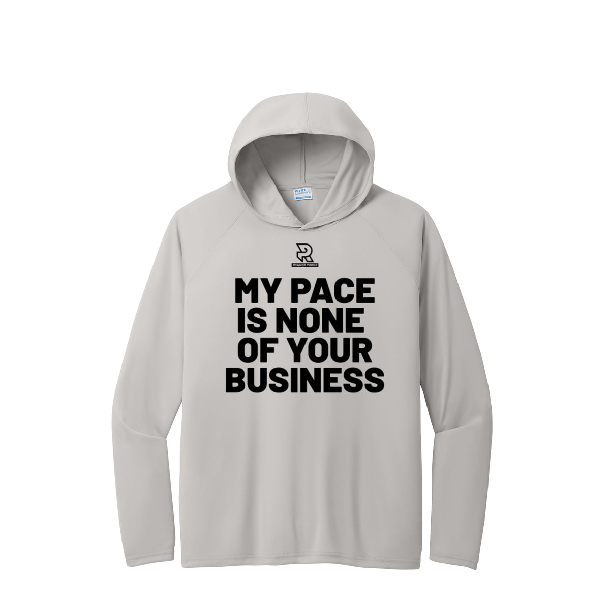 MY PACE IS NONE OF YOUR BUSINESS (Black) - Long Sleeve Hooded Performance Tee