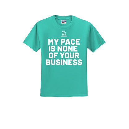 MY PACE IS NONE OF YOUR BUSINESS (White) - Short Sleeve Cotton Tee