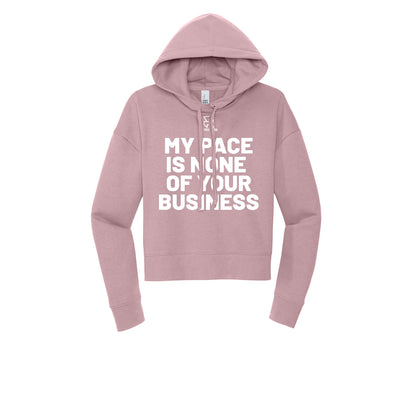 MY PACE IS NONE OF YOUR BUSINESS (White) - Womens Fleece Hoodie