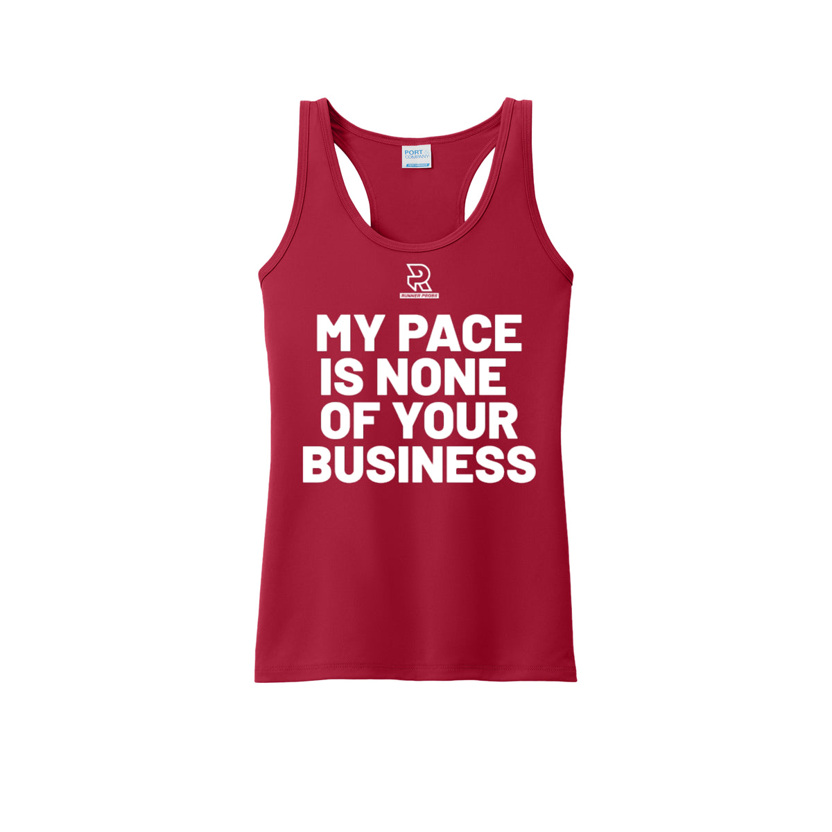 MY PACE IS NONE OF YOUR BUSINESS (White) - Womens Performance Tank