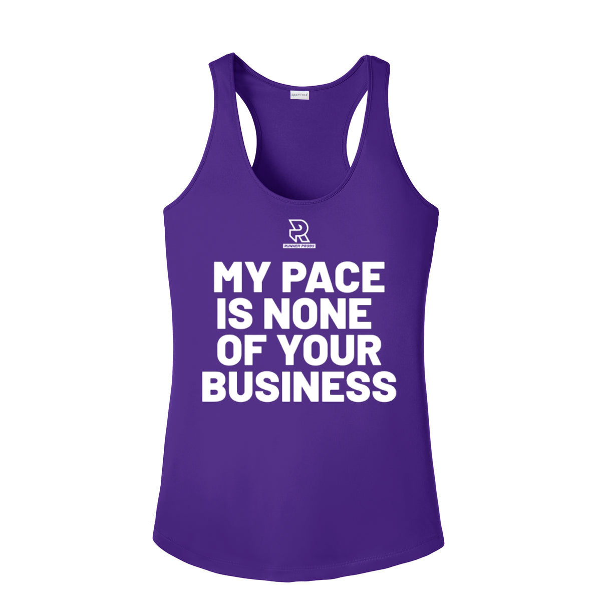 MY PACE IS NONE OF YOUR BUSINESS (White) - Womens Competitor Racerback Tank
