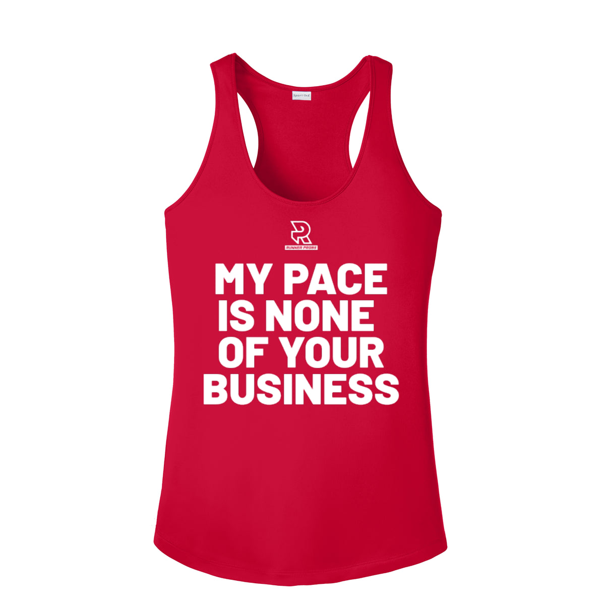MY PACE IS NONE OF YOUR BUSINESS (White) - Womens Competitor Racerback Tank