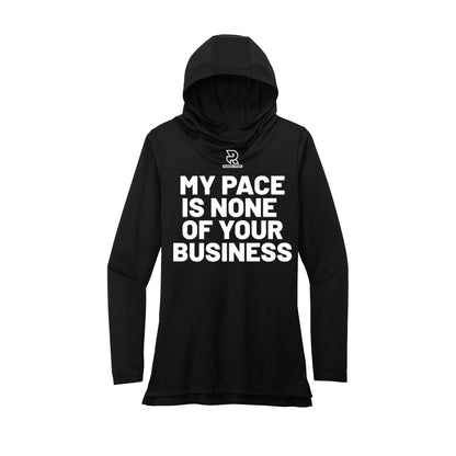 MY PACE IS NONE OF YOUR BUSINESS (White) - Womens Tri-Blend Long Sleeve Hoodie