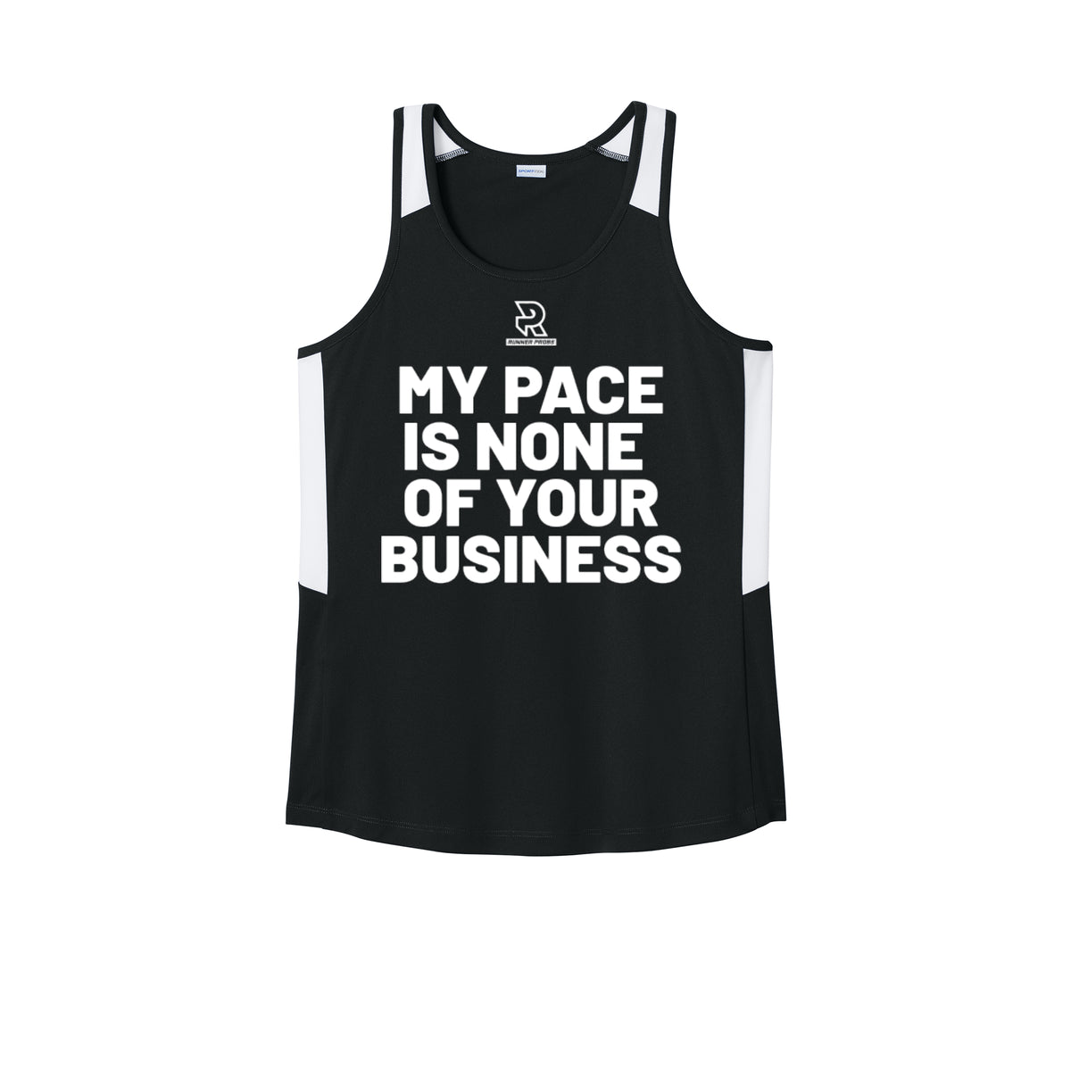 MY PACE IS NONE OF YOUR BUSINESS (White) - Womens Club Track Tank