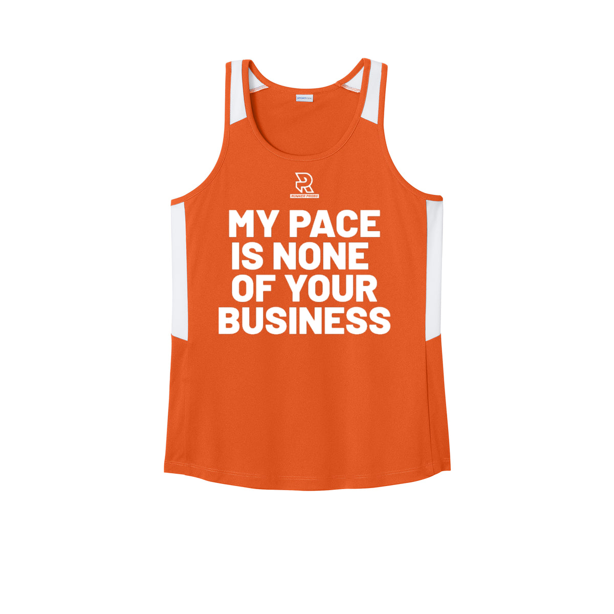 MY PACE IS NONE OF YOUR BUSINESS (White) - Womens Club Track Tank