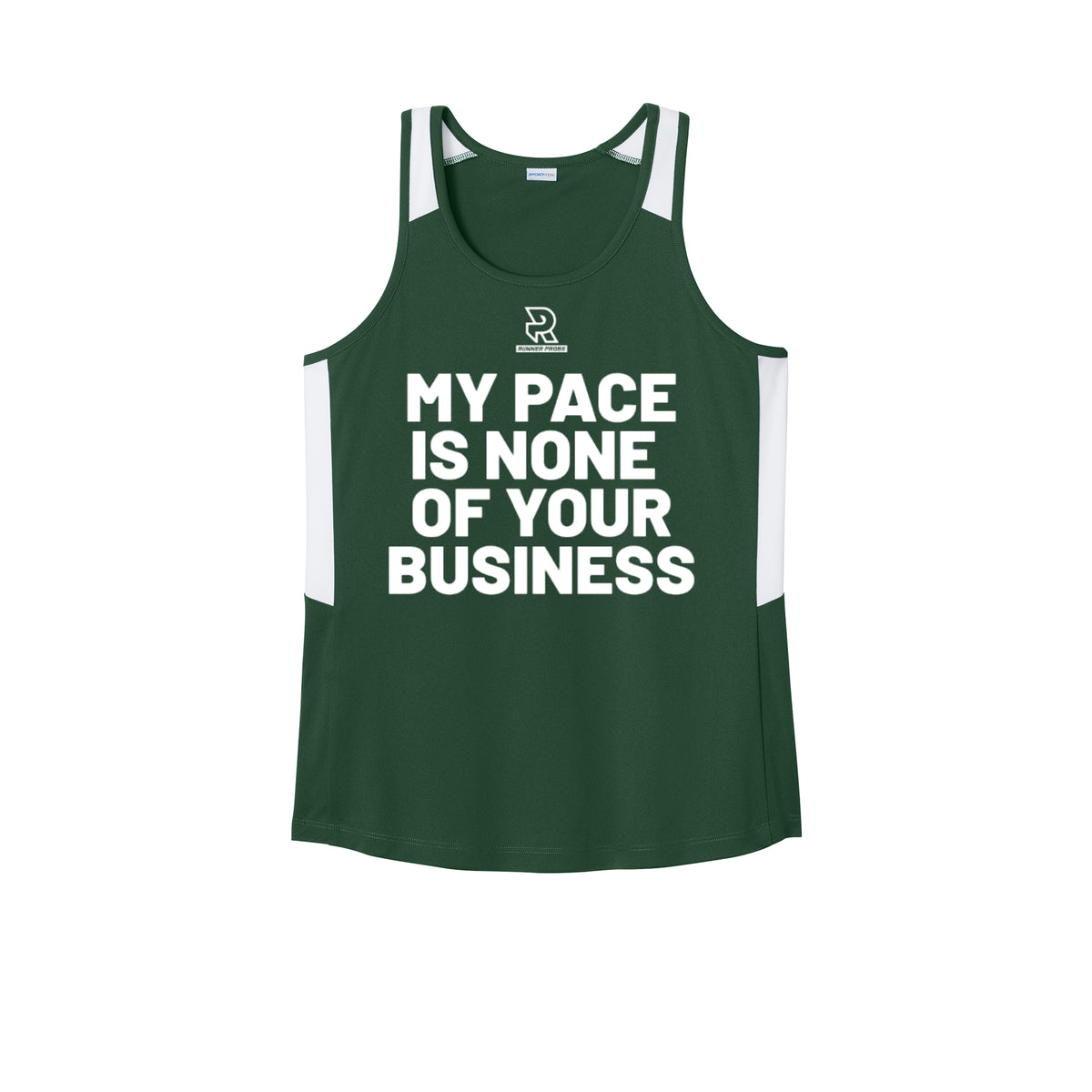 MY PACE IS NONE OF YOUR BUSINESS (White) - Womens Club Track Tank