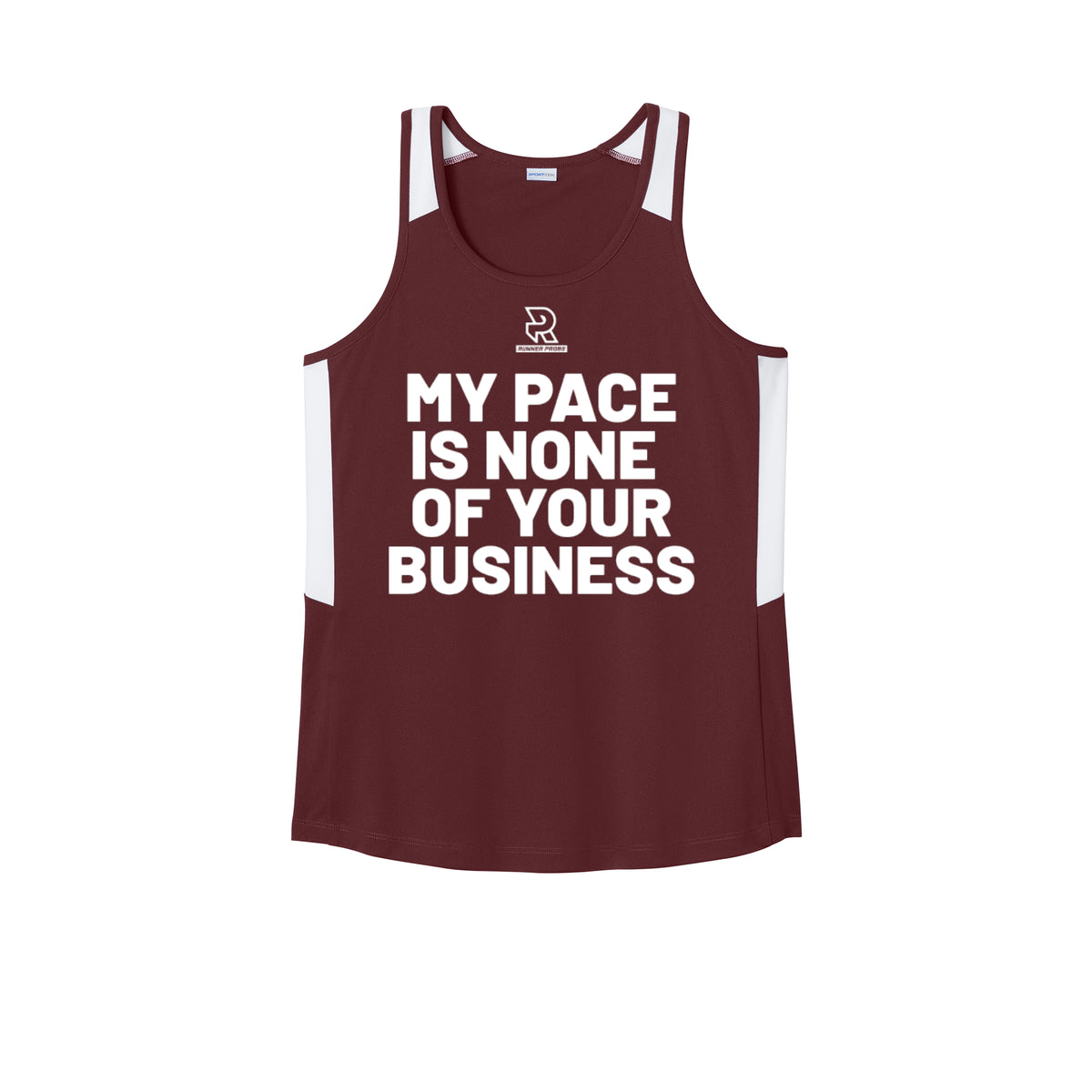 MY PACE IS NONE OF YOUR BUSINESS (White) - Womens Club Track Tank
