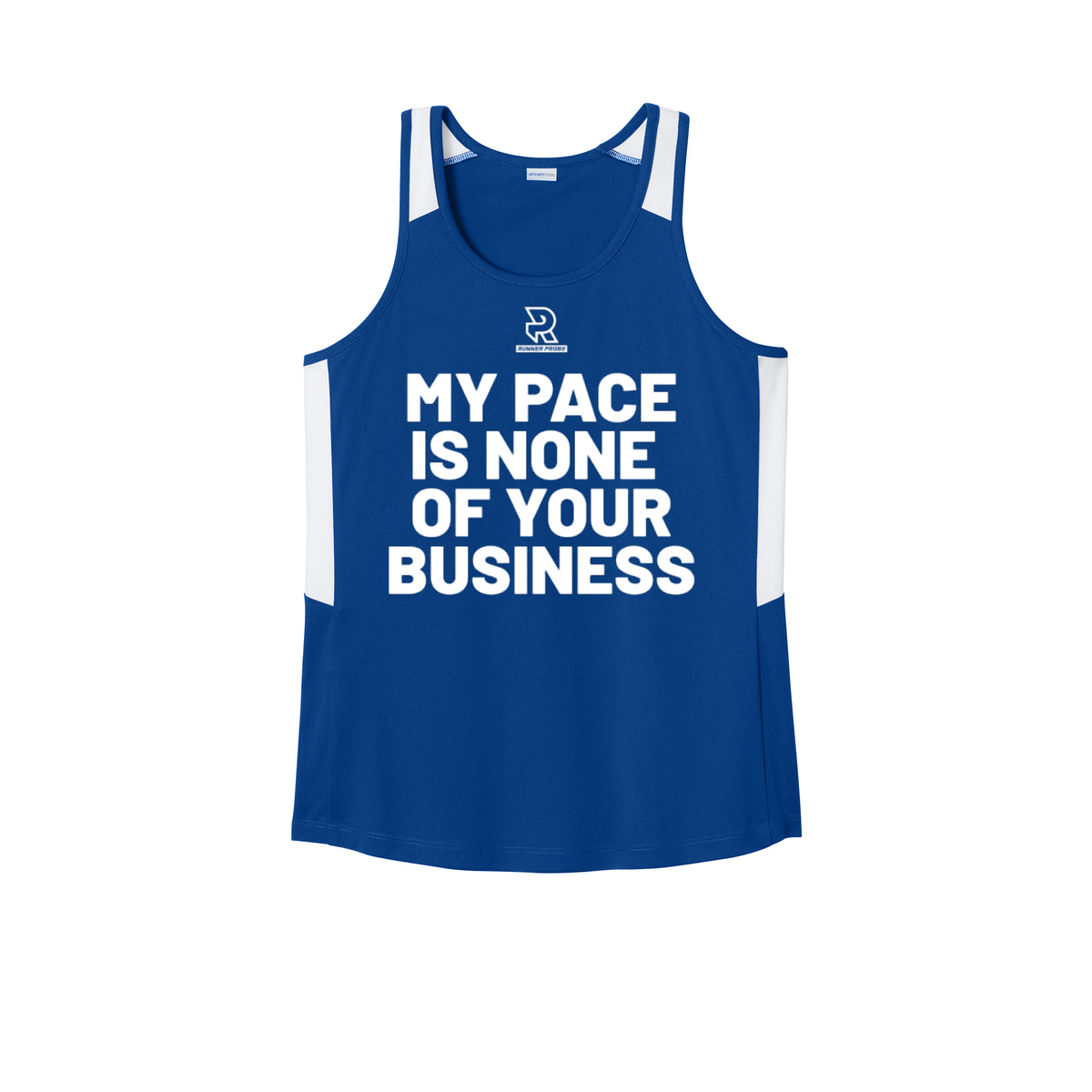 MY PACE IS NONE OF YOUR BUSINESS (White) - Womens Club Track Tank