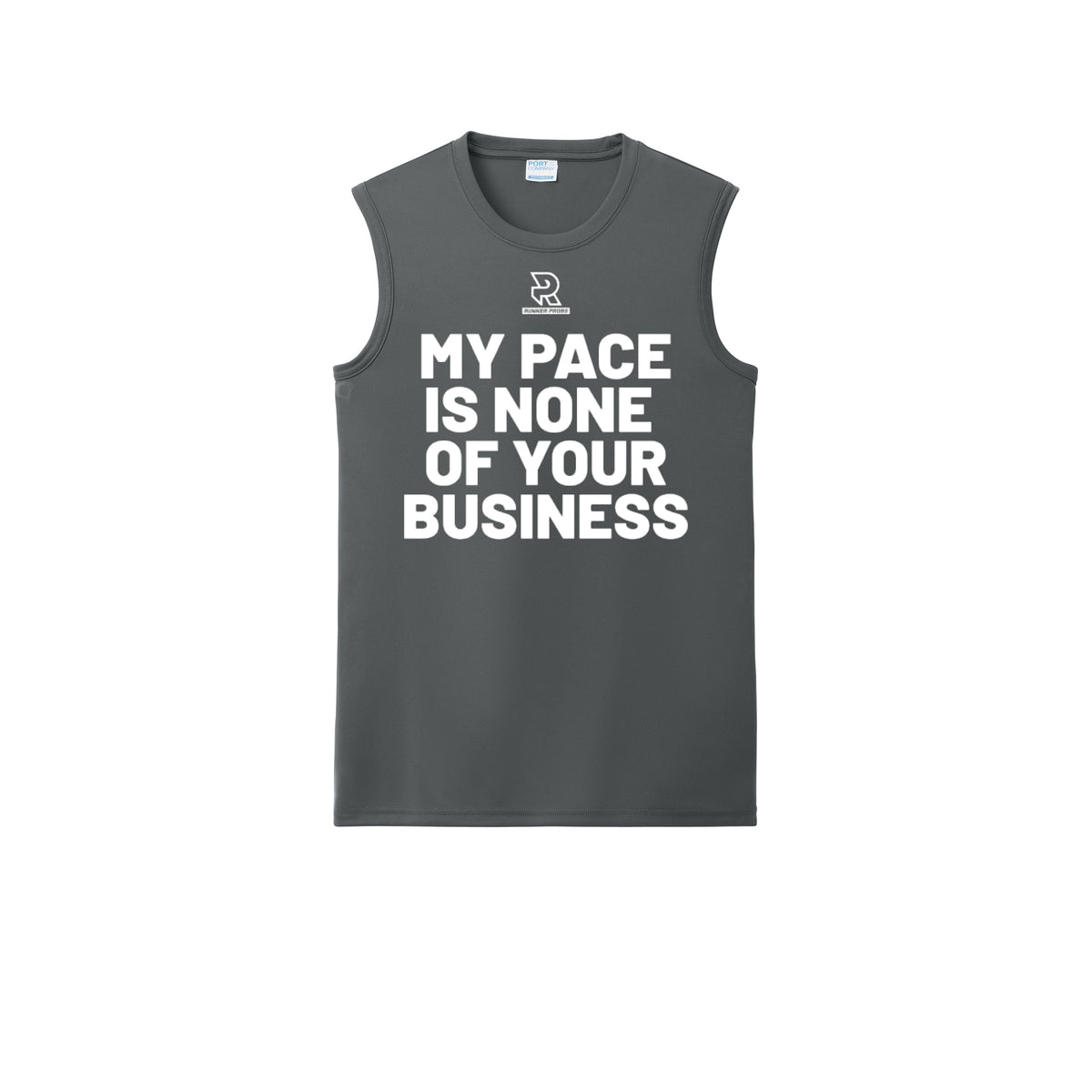 MY PACE IS NONE OF YOUR BUSINESS (White) - Sleeveless Performance Tee