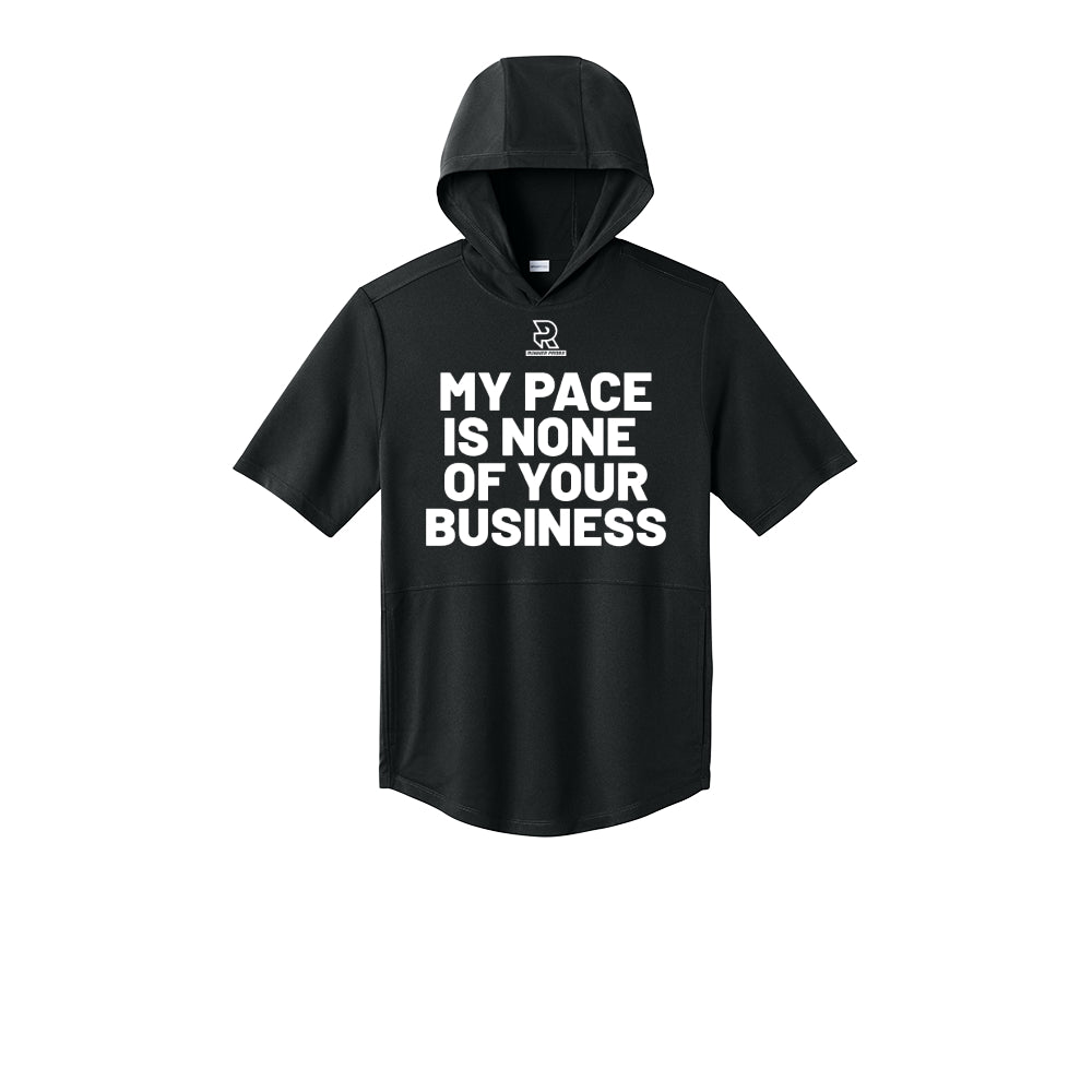 MY PACE IS NONE OF YOUR BUSINESS (White) - Short Sleeve Performance Hoodie