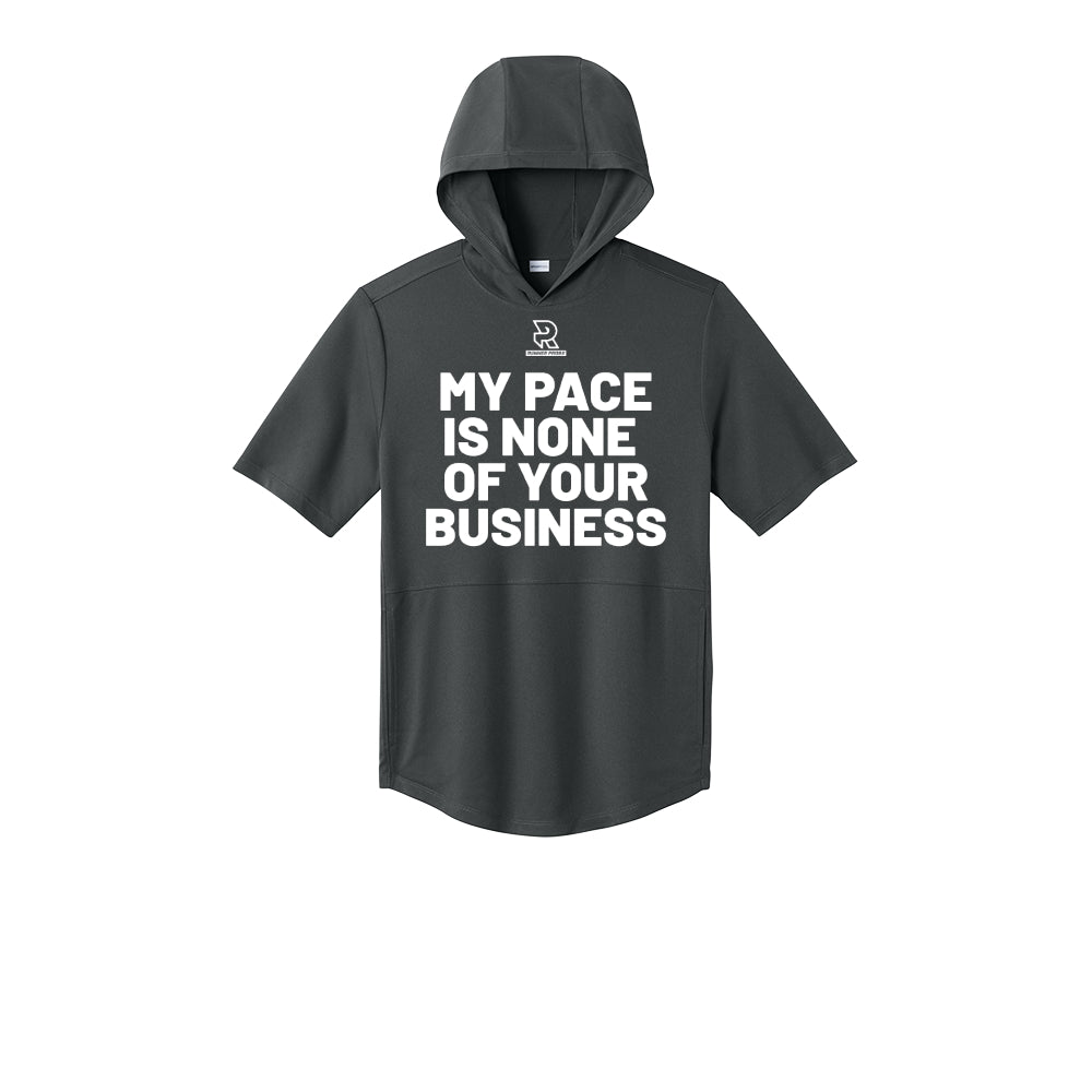 MY PACE IS NONE OF YOUR BUSINESS (White) - Short Sleeve Performance Hoodie