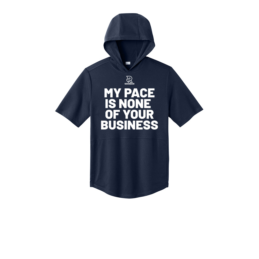 MY PACE IS NONE OF YOUR BUSINESS (White) - Short Sleeve Performance Hoodie
