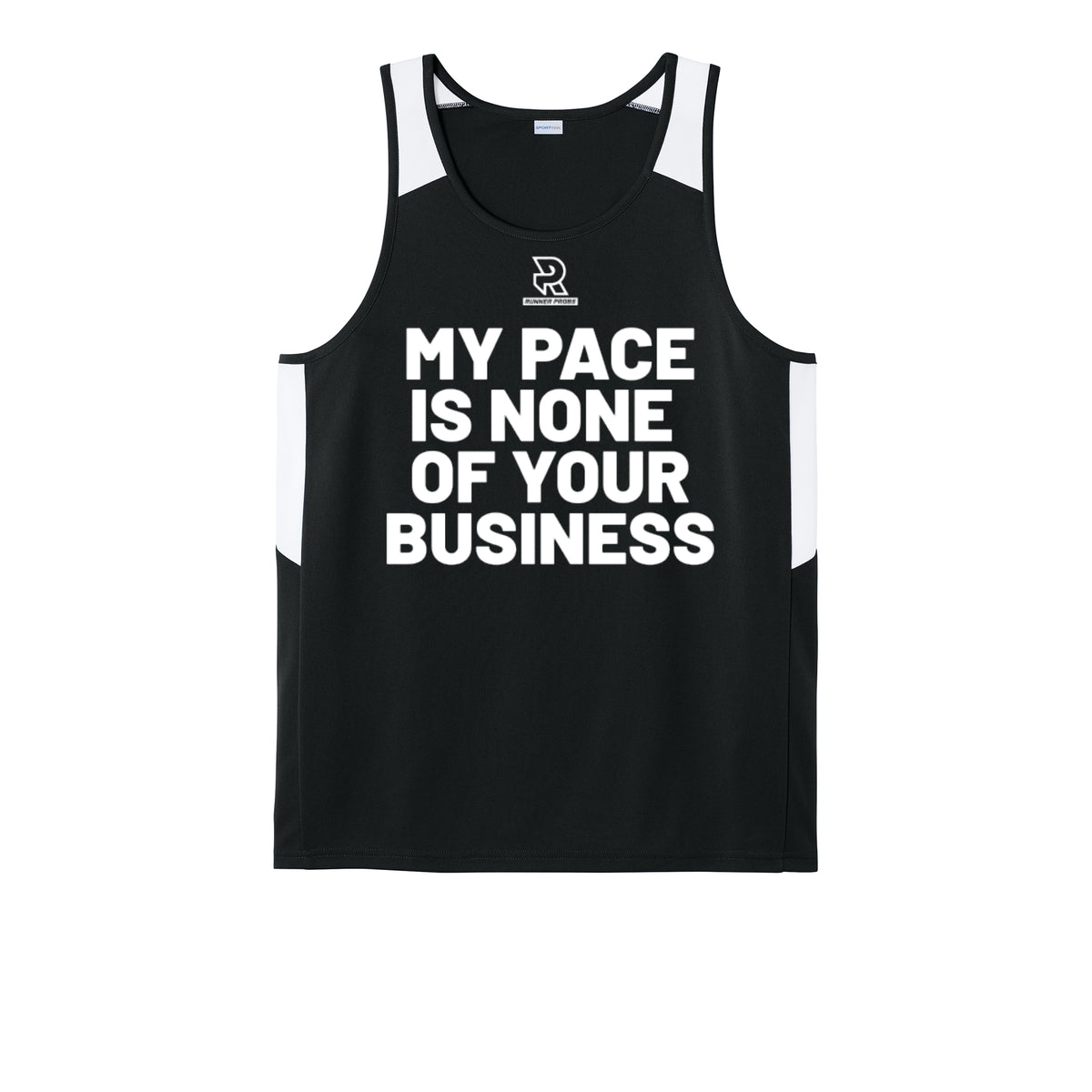 MY PACE IS NONE OF YOUR BUSINESS (White) - Mens Club Track Tank