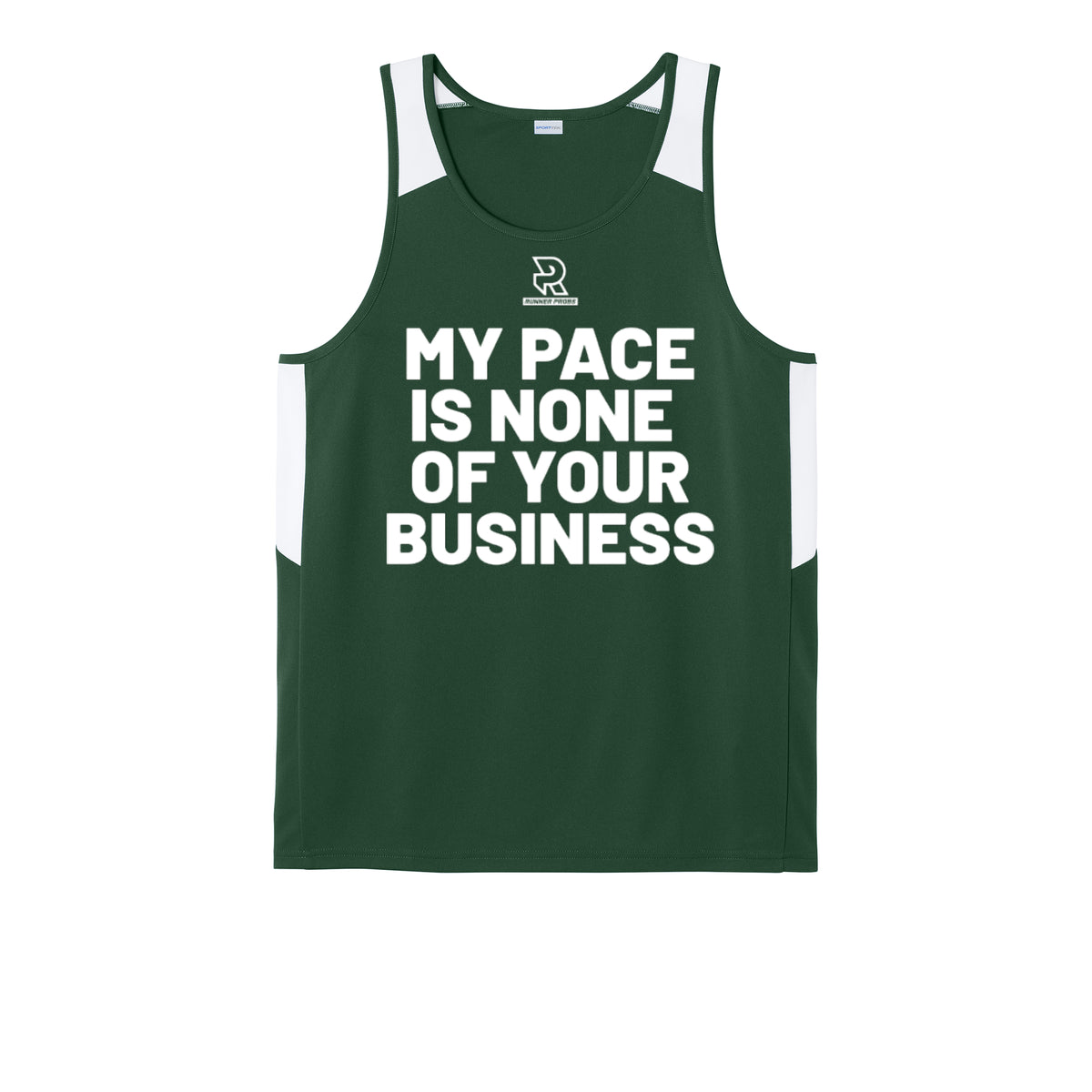 MY PACE IS NONE OF YOUR BUSINESS (White) - Mens Club Track Tank