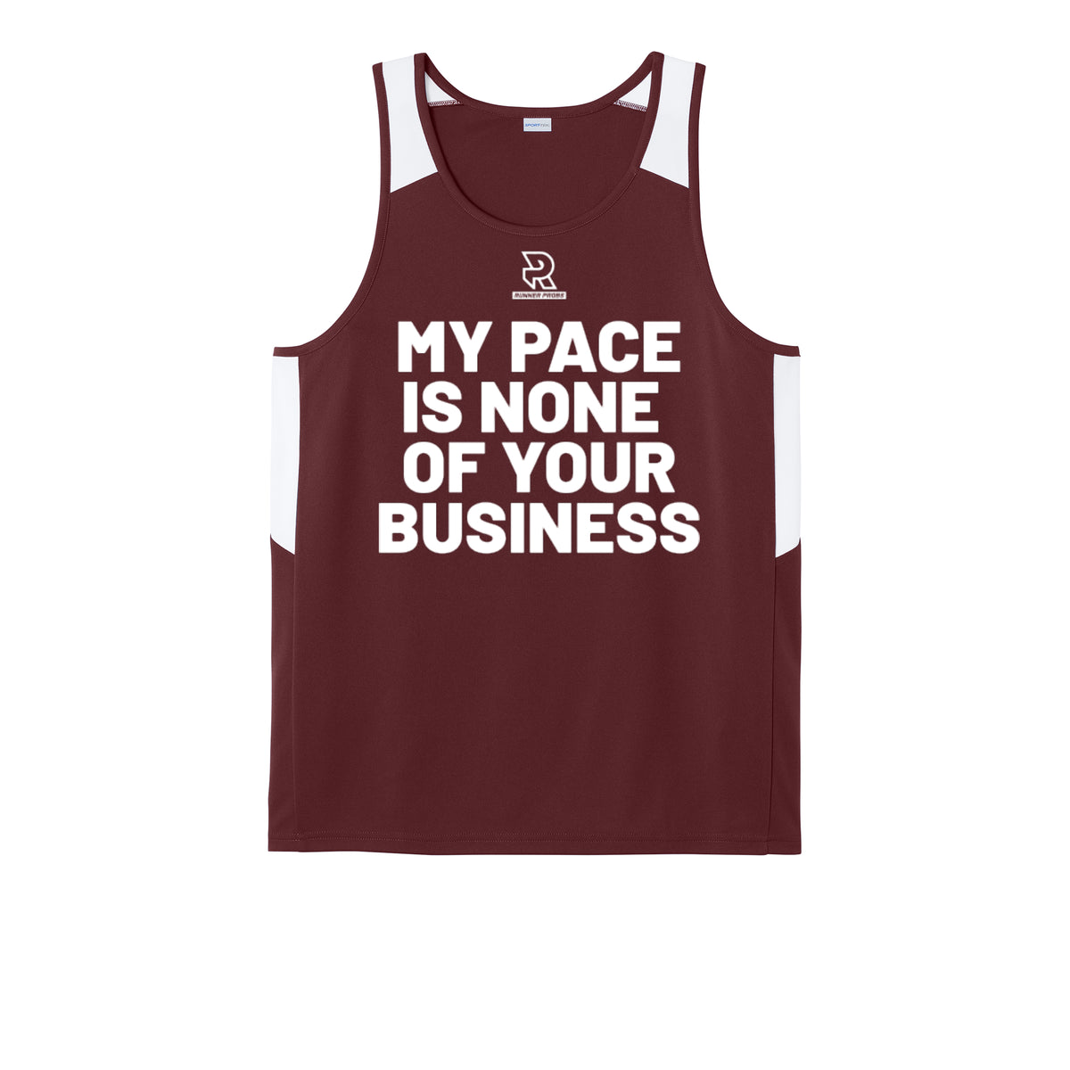 MY PACE IS NONE OF YOUR BUSINESS (White) - Mens Club Track Tank