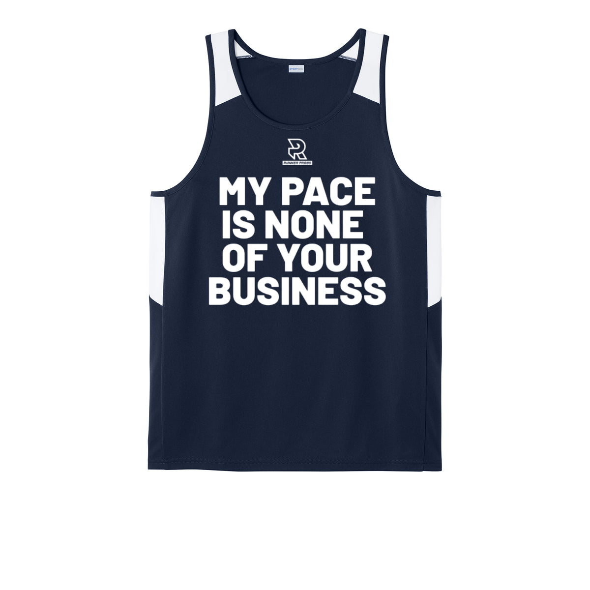 MY PACE IS NONE OF YOUR BUSINESS (White) - Mens Club Track Tank