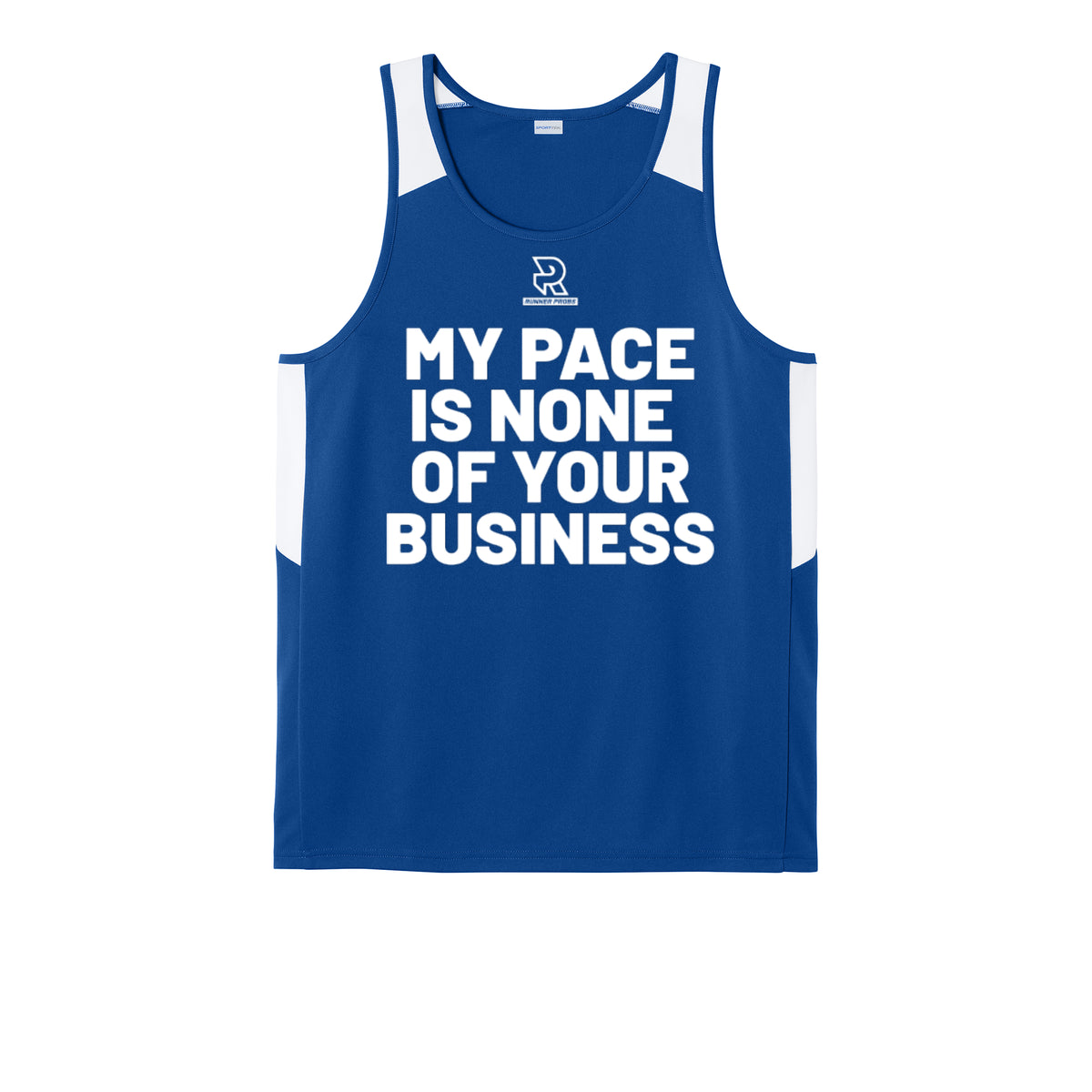 MY PACE IS NONE OF YOUR BUSINESS (White) - Mens Club Track Tank