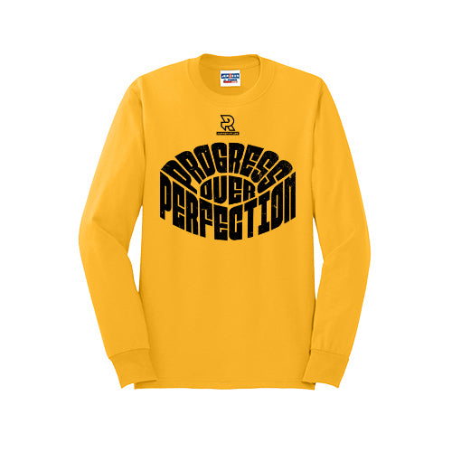 PROGRESS OVER PERFECTION (Black) - Long Sleeve 50/50 Tee