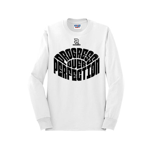 PROGRESS OVER PERFECTION (Black) - Long Sleeve 50/50 Tee