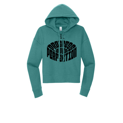 PROGRESS OVER PERFECTION (Black) - Womens Fleece Hoodie