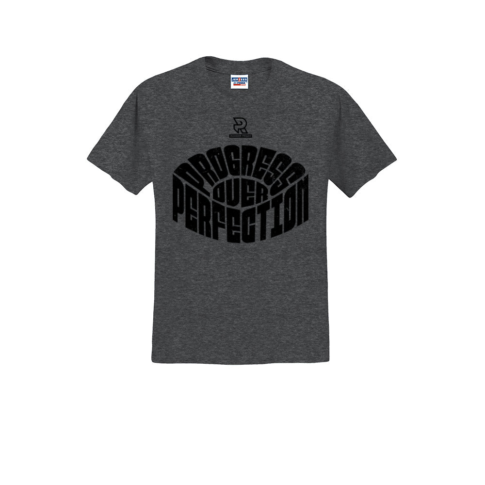 PROGRESS OVER PERFECTION (Black) - Short Sleeve Cotton Tee