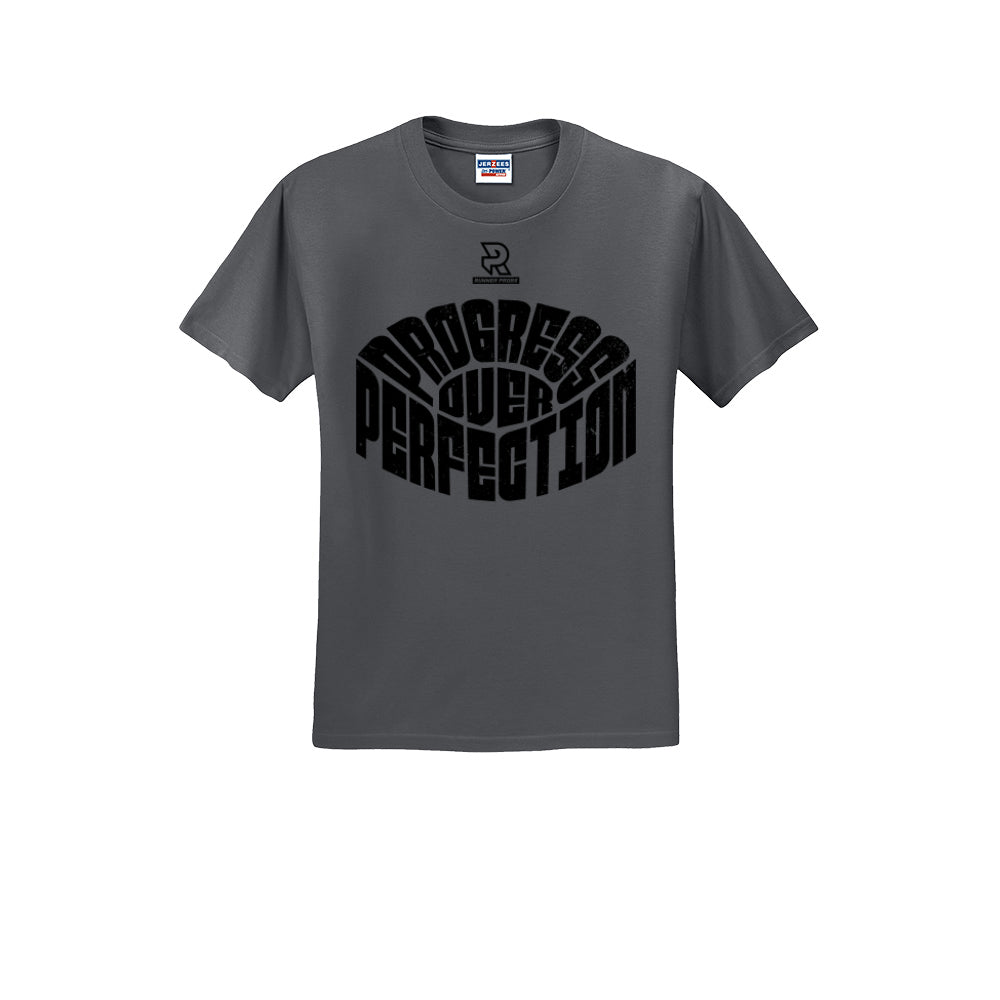 PROGRESS OVER PERFECTION (Black) - Short Sleeve Cotton Tee