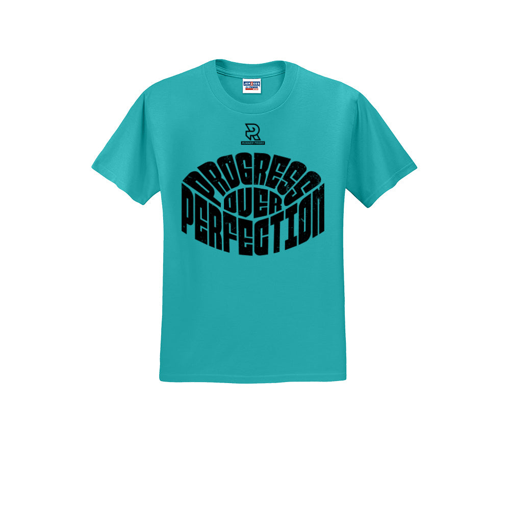 PROGRESS OVER PERFECTION (Black) - Short Sleeve Cotton Tee
