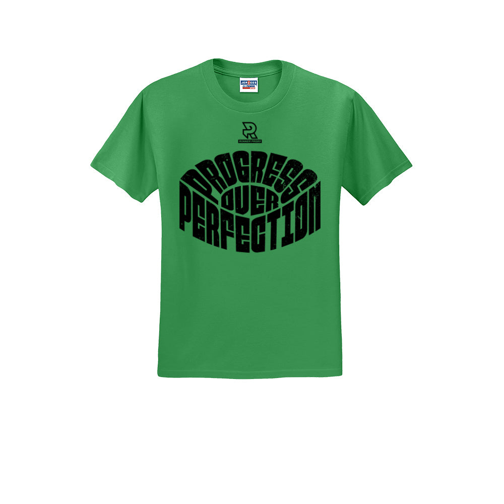 PROGRESS OVER PERFECTION (Black) - Short Sleeve Cotton Tee