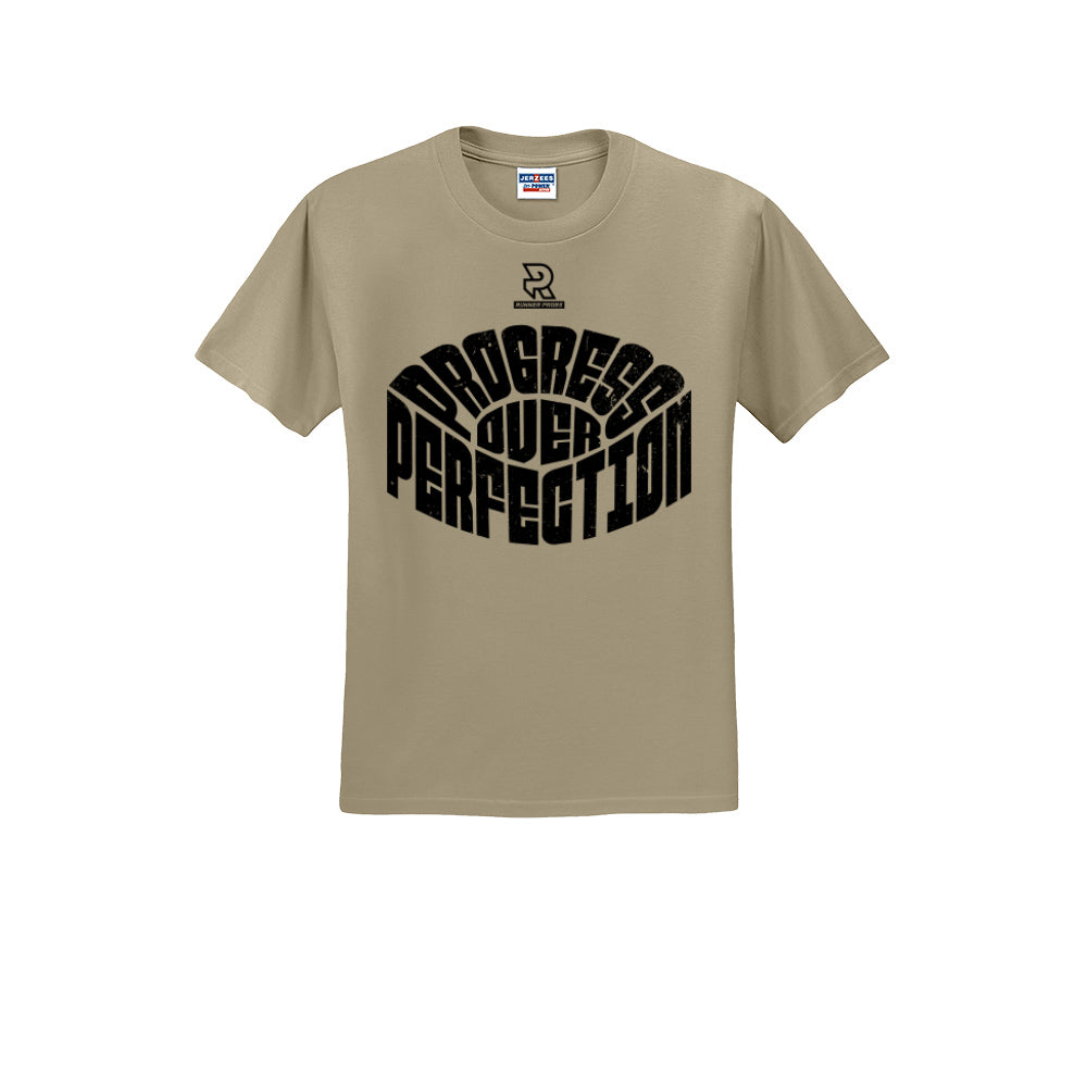 PROGRESS OVER PERFECTION (Black) - Short Sleeve Cotton Tee