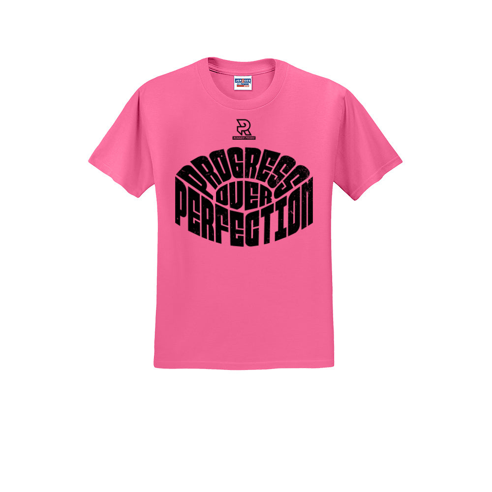 PROGRESS OVER PERFECTION (Black) - Short Sleeve Cotton Tee