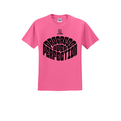 PROGRESS OVER PERFECTION (Black) - Short Sleeve Cotton Tee