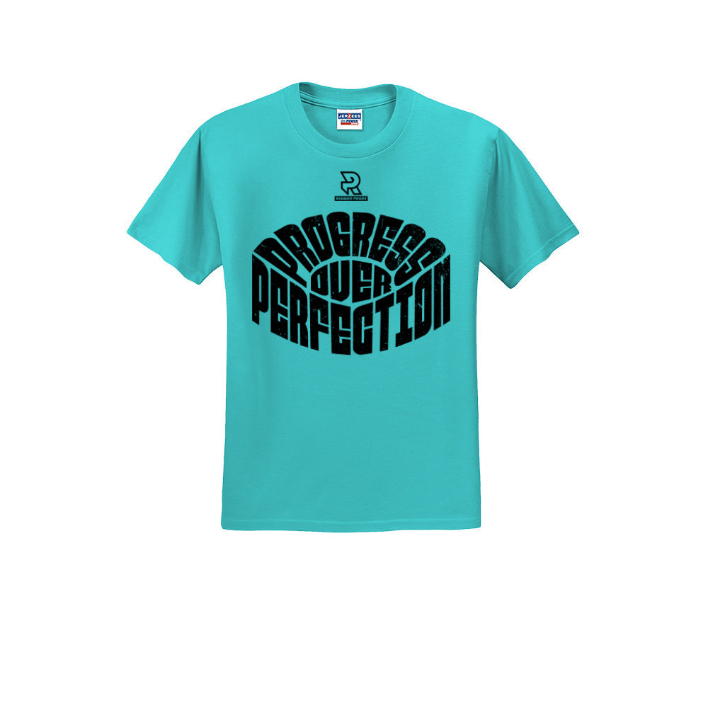 PROGRESS OVER PERFECTION (Black) - Short Sleeve 50/50 Tee
