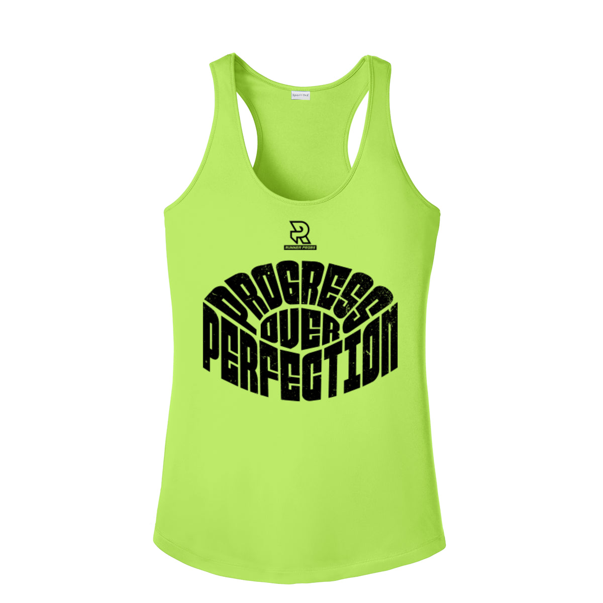 PROGRESS OVER PERFECTION (Black) - Womens Competitor Racerback Tank