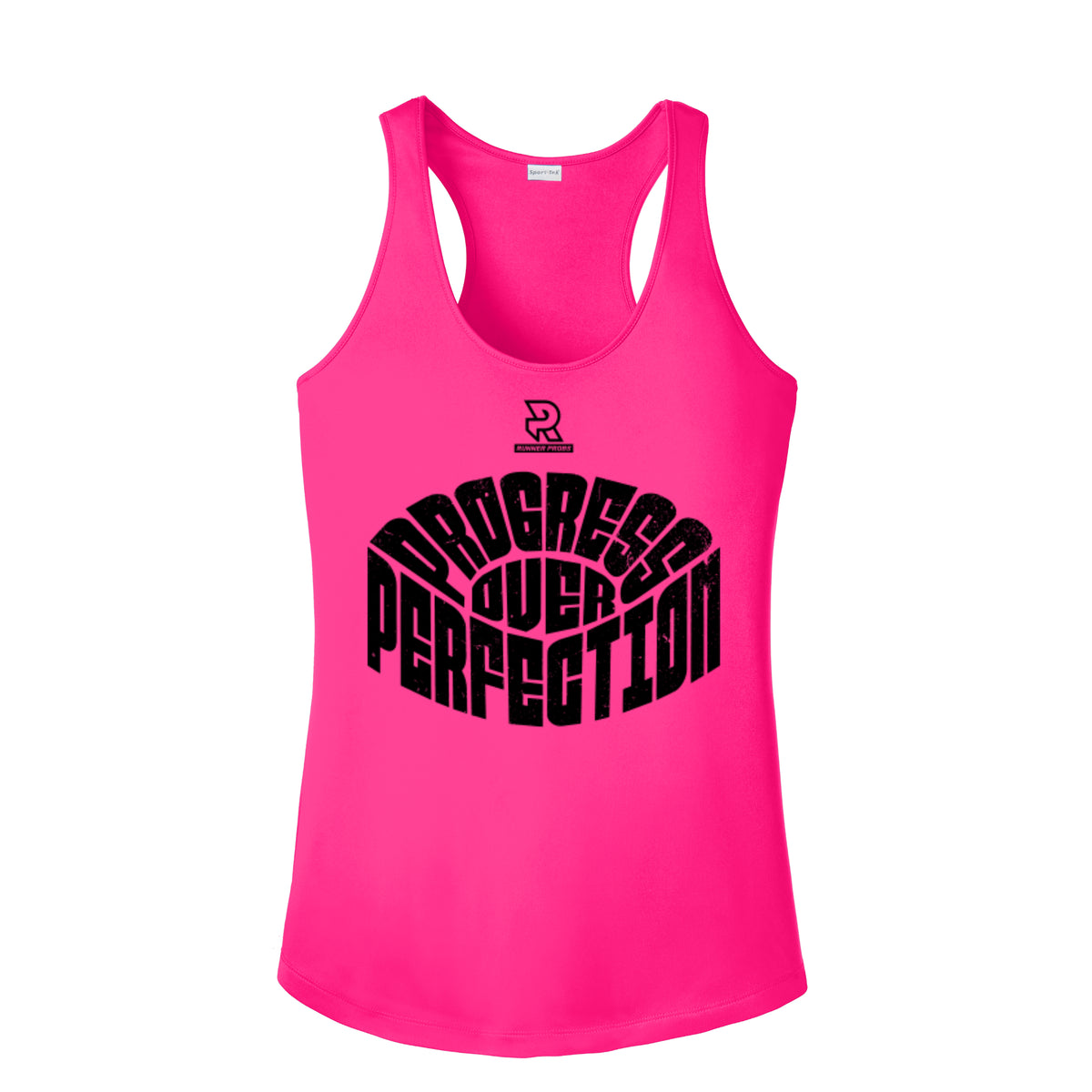 PROGRESS OVER PERFECTION (Black) - Womens Competitor Racerback Tank
