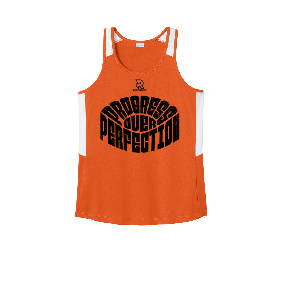 PROGRESS OVER PERFECTION (Black) - Womens Club Track Tank