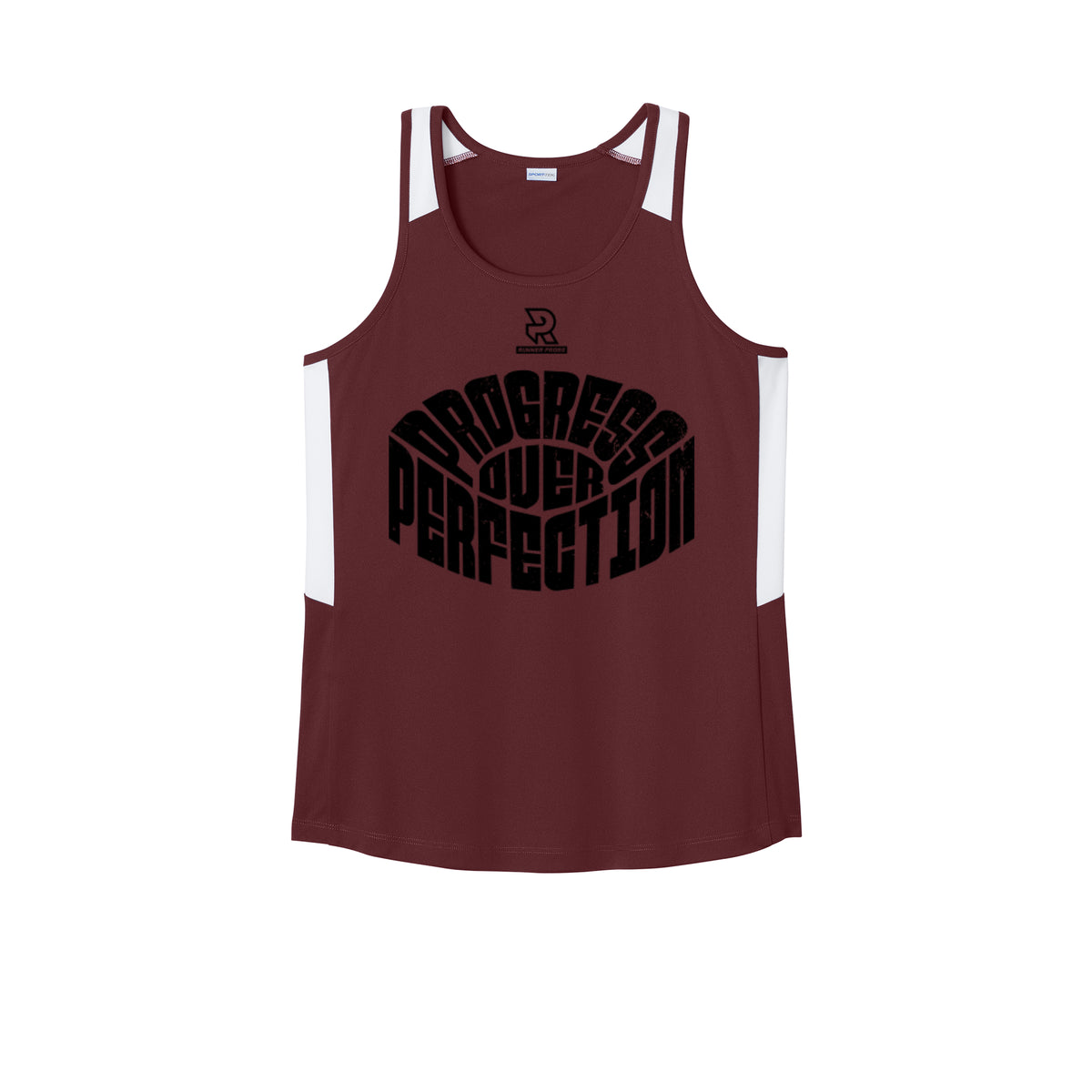 PROGRESS OVER PERFECTION (Black) - Womens Club Track Tank