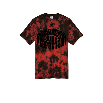 PROGRESS OVER PERFECTION (Black) - Short Sleeve Tie Dye Cotton Tee